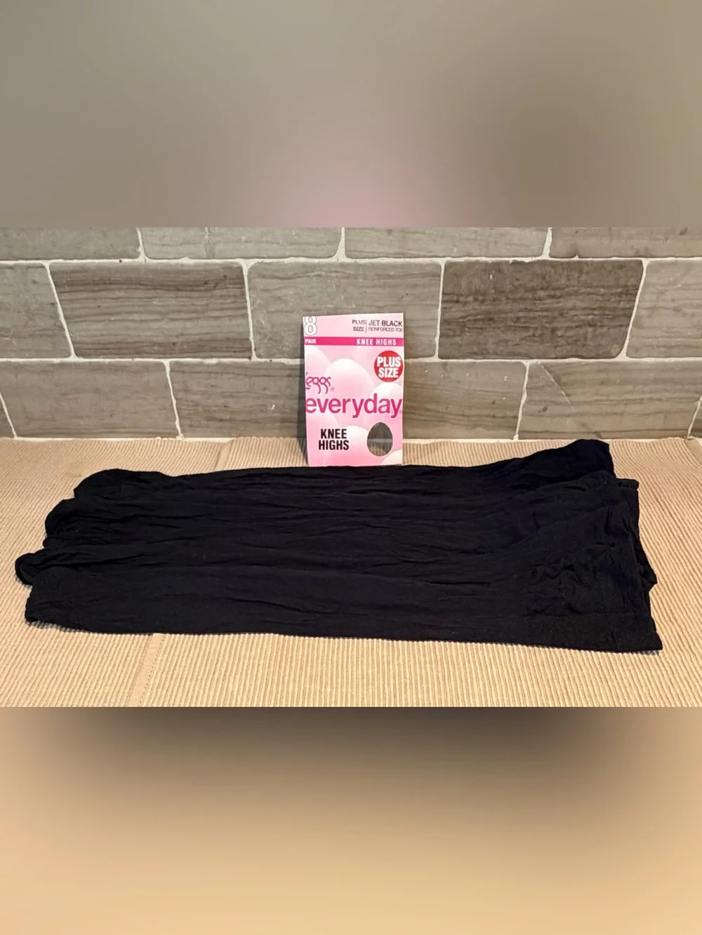 Vintage L'eggs Everyday Plus Size Jet Black Knee Highs Lot of 4 Pairs